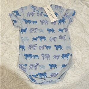 Janie and Jack Light Blue Safari Print Onesie